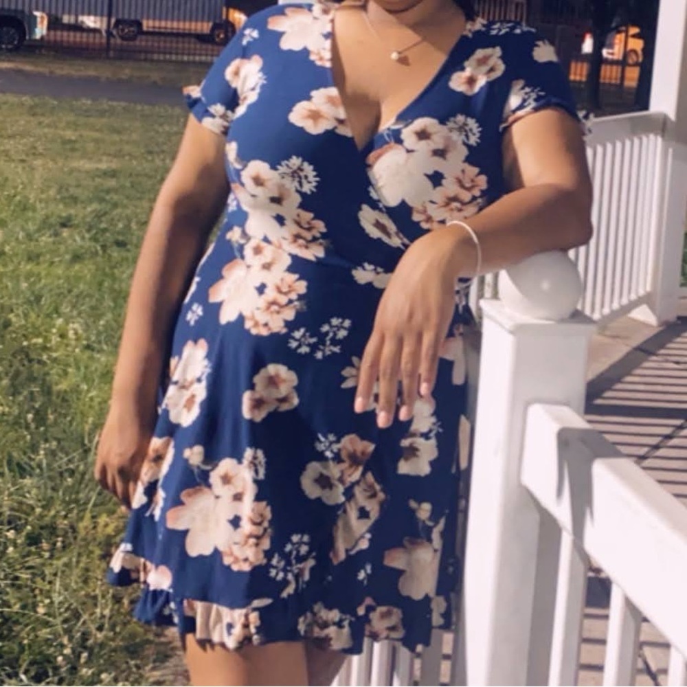 Navy Blue Floral Dress